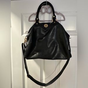 Used Tory Burch black leather crossbody bag